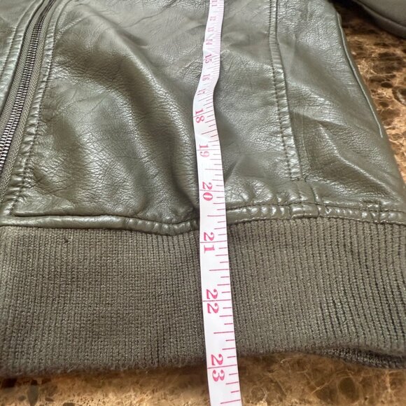 Joes Ss Collection Womens Faux Leather Bomber Jacket Size S Olive Green - Picture 7 of 9